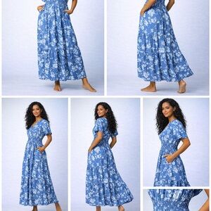Torrid Blue and White Floral Maxi Dress
